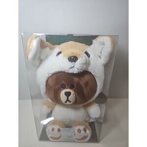 Line Friends Brown Bear Wanna Be Fox 12 Inch Plush Rare